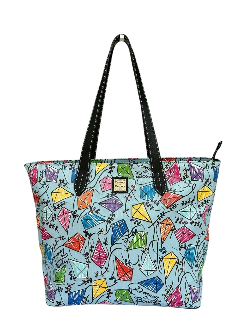 Dooney & Bourke Sky Blue Italian Coated Cotton Kite Print Tote Bag. K9002230